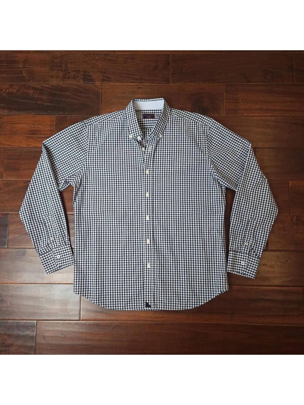 Untuckit Mens Shirt Wrinkle Free Size Med Blue Gingham Button Up Long Sleeve